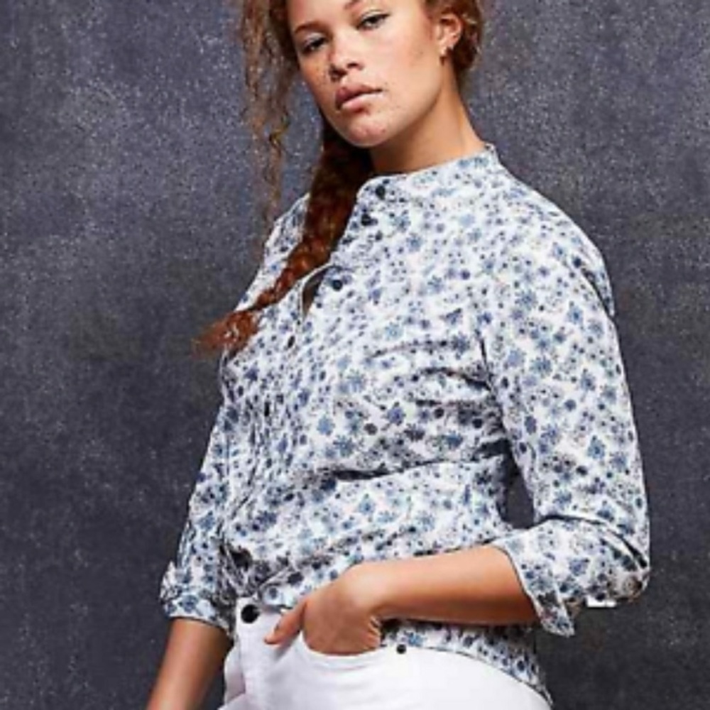 EUC Glamour x Lane Bryant Floral Button Down Shirt